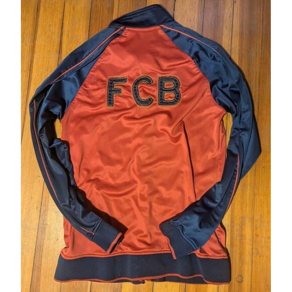 FC Barcelona FCB Large Jacket Zip-up Warm-up Mock Neck Size L Vintage - Picture 2 of 6